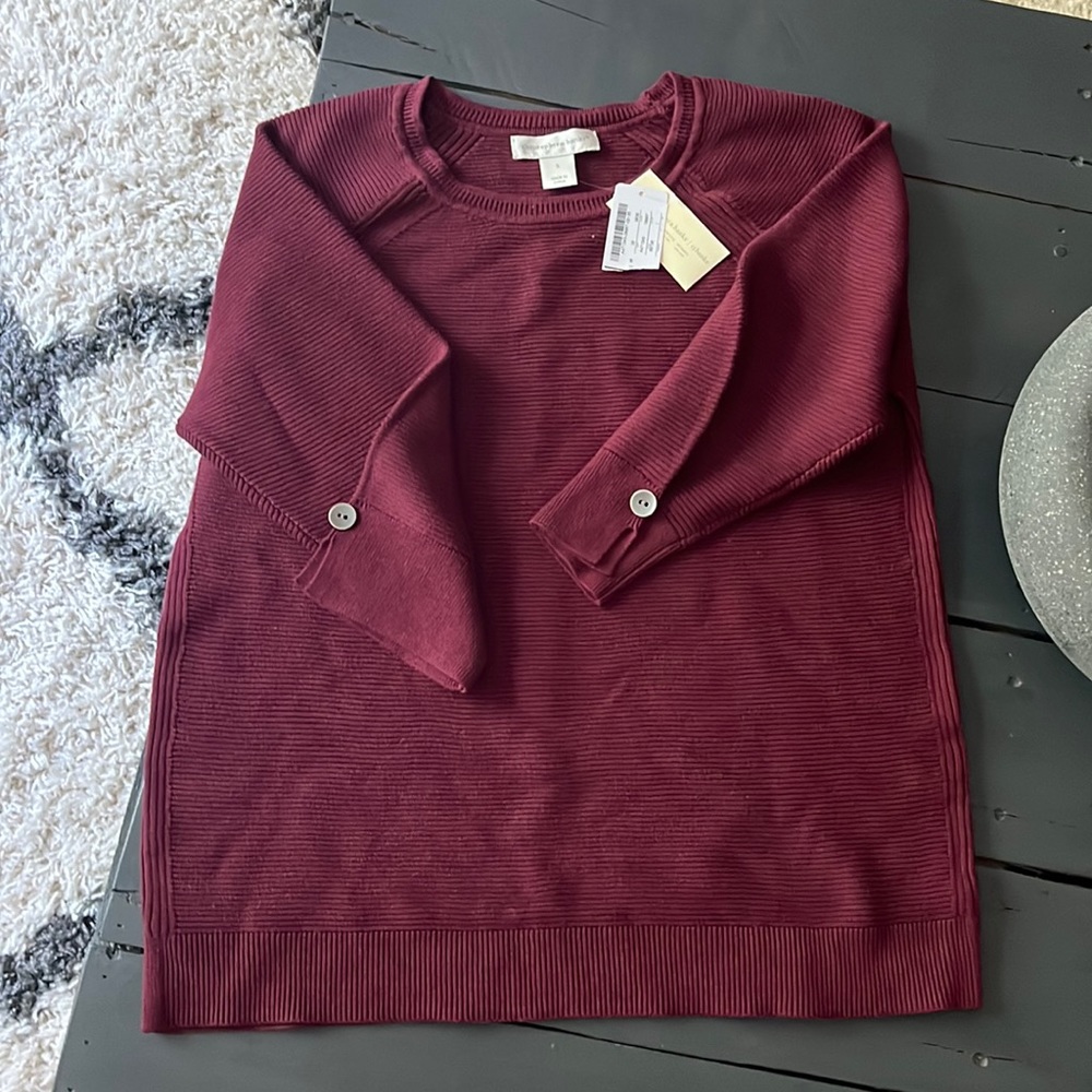 Christopher & Banks crew neck sweater button-cuff